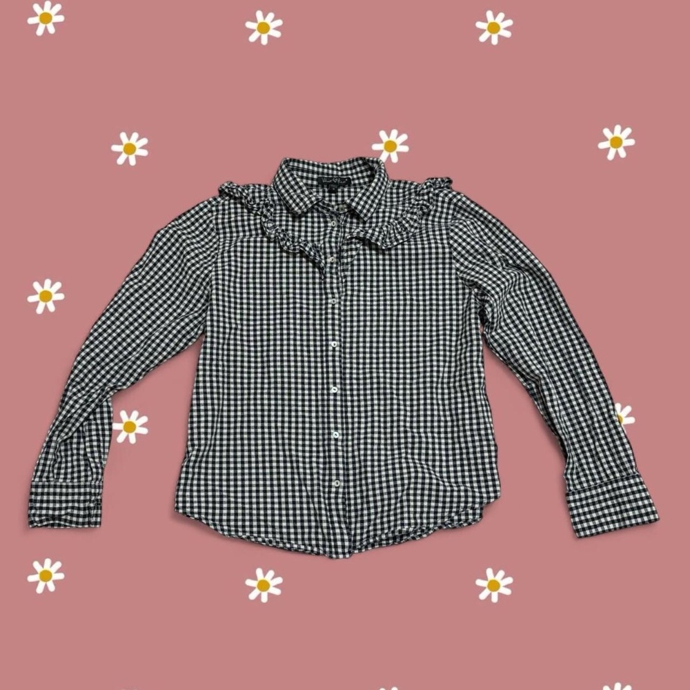 Velvet Heart Black and White Gingham Long Sleeve Button-Up